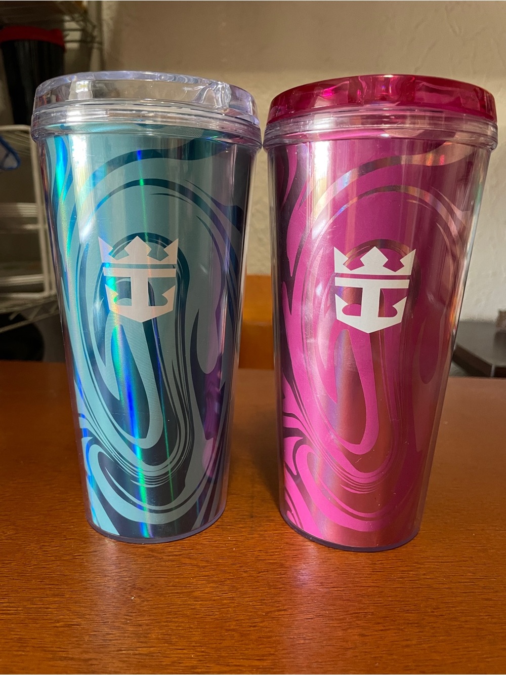 Royal Caribbean Cruise Line Save The Waves Blue & Pink Tumbler Cup Coca-Cola